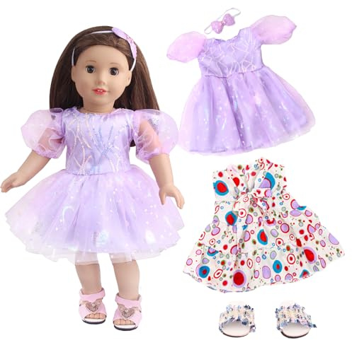 Baby Doll Clothes for 14-18 Inch Doll, New Doll Dress Outfits for 35-45 cm Baby Doll, 2 Sweet Doll Dress, Dress-Up Fashion Baby Doll Clothes Accessories (Not Include Doll)