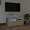 Myheimly TV Schrank, Fernsehtisch mit Stauraum LED-Leuchten, Lowboard für Fernseher, Fernsehschrank für Wohnzimmer,Holzwerkstoff Sonoma Eiche