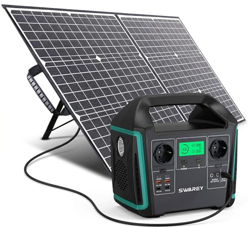 SWAREY Estación de Energía Portátil, 725Wh Generador Solar con 100W Panel Solar, 2 Salida de CA de 1000W (Pico de 1500W), 2 Puertos USB-C de 65W, Batería Externa para Camping Viajes Emergencia RV