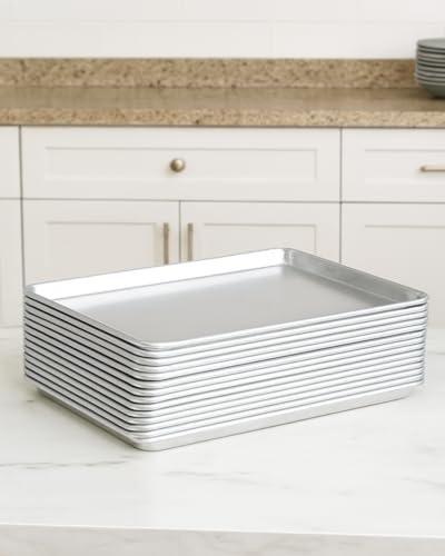 Full Size Aluminum Bun/Sheet Pans – 18 x 26, 19 Gauge, Wire in Rim, Commercial Grade – 12/Case