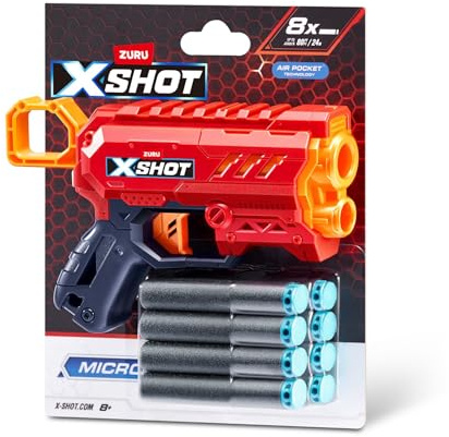 X-shot blaster micro 2.0 med 8 pilar leksakspistol kompakt