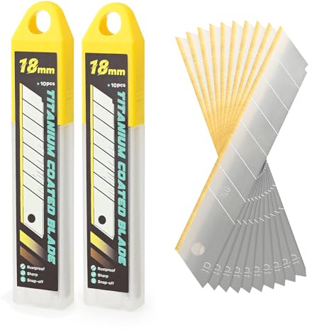 EHDIS 20PCS Cuchillas Cutter de Repuesto Premium de Titanio 18MM, Cuchillas a Presión para Cuchillos de Corte, para Trabajos Artesanales Profesionales y Aficionados