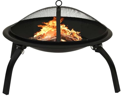 LoogCape 2-i-1 eldstad och grill av stål med förklädeskrok, 56 x 56 x 49 cm, för trädgård terrass och utomhus, inklusive grillgaller, gnistskydd, vikbara ben, säker användning utomhus