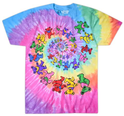 Grateful Dead Spiral Bears Tie-Dye T-Shirt by Liquid Blue (2XL)