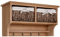 HOMCOM Entryway Coat Rack Wall Mounted Shelf w/ 2 Corn Husk Baskets and Hooks, Brown