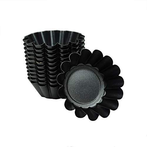 Proshopping 12 Pack Mini Tart Pan, Non-stick Carbon Steel Tart Molds, Pie Mould, Muffin Cupcake Pudding Maker - for Pies, Chinese Tart, Cakes (Size 2.6x0.9)
