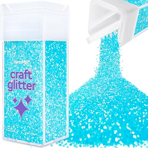 Hemway Craft Glitter Shaker Baby Blue Iridescent 130g Fine | for Resin & Epoxy Crafts, Christmas Art Supplies, Nail, Body, Face, Eye, Festival, Crafting, Slime, Sparkle