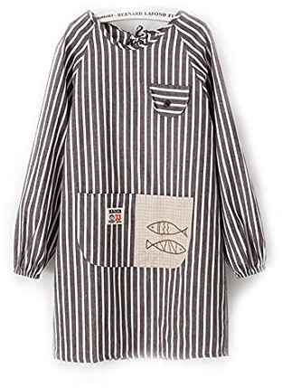 Xlabor Apron with Sleeves - Waterproof Anti-Oil Fabric Painting Apron with Pocket - Grey