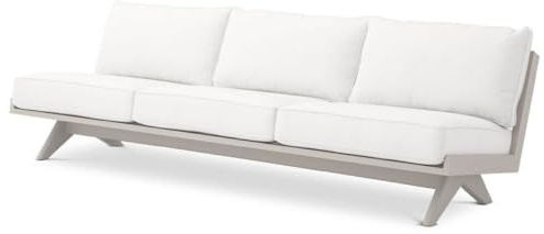 Casa Padrino Luxus Gartensofa Weiß/Sandfarben 230 x 88 x H. 76 cm - Wetterbeständiges Garten Terrassen Sofa - Hotel Möbel - Luxus Qualität