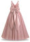 FYMNSI Robes de demoiselle d'honneur pour filles, col en V, nœud dans le dos, tulle, robe longue pour enfants, robe de soirée formelle, robe de bal, première communion, rose, 7-8 ans