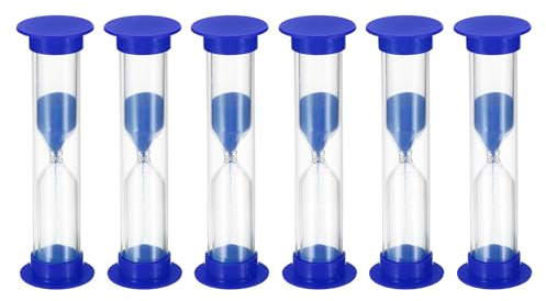 PATIKIL 1 Minuto Arena Temporizador, 6uds Pequeño Reloj con Plástico Cubierta, Cuenta Regresiva Cristal para Juegos, Cocina, Fiesta Recuerdos Bricolaje Decoración, Azul