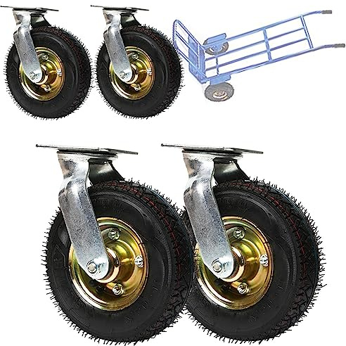 Ruedas Neumáticas De Repuesto, Rueda Giratoria De 6/8/10, Tranquila Y Fácil De Deslizar, Con Montaje De Vástago Roscado, Ruedas Muebles Industrial, Para Carro Móvil, Roulettes Roues