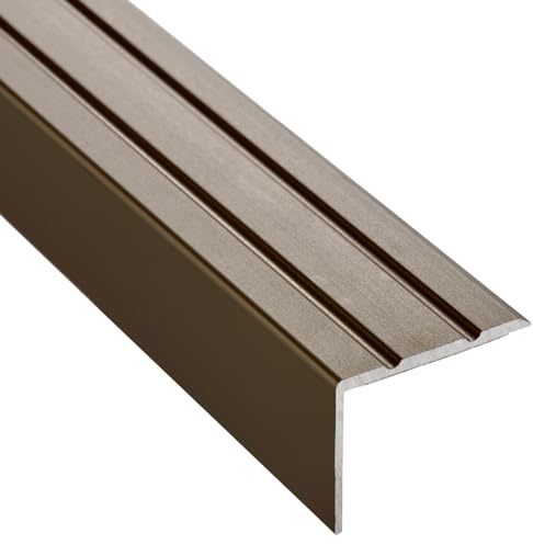 SOTECH 1 pieza Perfil de escalera 1000 x 25 x 18 mm, autoadhesivo, anodizado en bronce, perfil de borde de aluminio para laminado, azulejos, parquet y mucho más