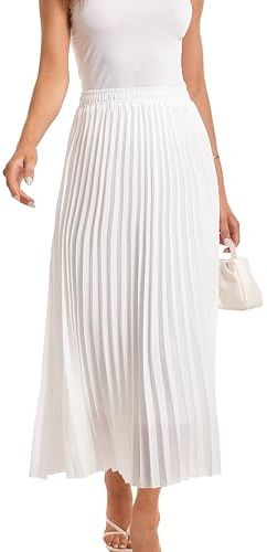 Yanhalo Jupe plissée fluide taille haute pour femme - Élastique - Longueur cheville - Coupe trapèze