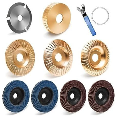 Herramienta profesional para tallar madera, juego de discos de amoladora en ángulo con lijado y cortador de velocidad, modelado de carpintería
