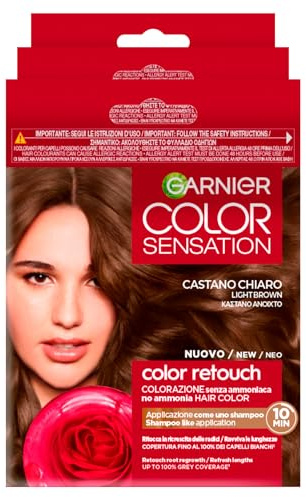 Garnier Color Sensation Color Retouch - Tinte permanente para el cabello ideal para el crecimiento del cabello blanco, fácil aplicación, color marrón claro, paquete de 3 colores