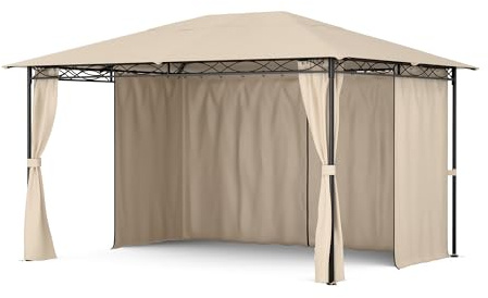 blumfeldt Mondo 3x4m Gazebo – Steel Frame, with Curtains, Weatherproof Outdoor Pavilion, Rust-Resistant, Easy Assembly, Garden Retreat, Beige