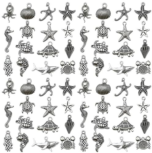 Youdiyla Musical Instrument Charms Set, Antique Silver Metal Pendants with Treble Clef, Guitar, Piano Keys, Music Notes, 60 Pieces for DIY Jewelry Making (SN1152)