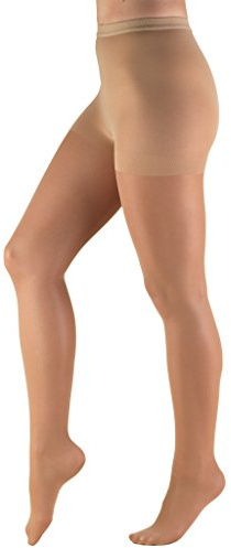 Truform Sheer Compression Pantyhose, 8-15 mmHg, Women's Shaping Tights, 20 Denier, Beige, Tall