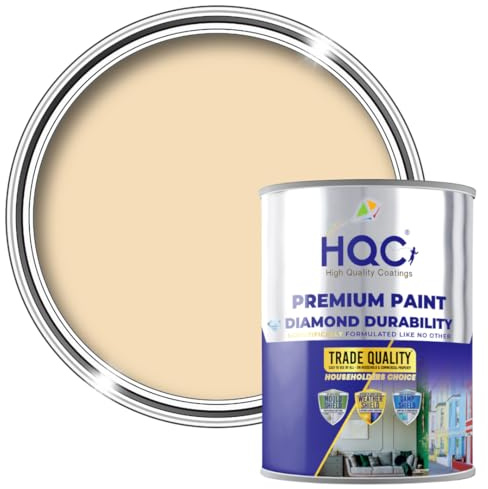 HQC Smooth Masonry Paint - Light Beige - 5 Litre - Exterior Wall Paint for Render, Pebbledash, Brick, Concrete & Garden Walls - Waterproof & Dirt Resistant - Long-Lasting & Easy to Apply
