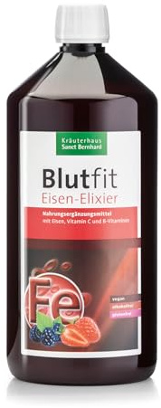 Sanct Bernhard Blutfit Eisen-Elixier 1x 1000 ml | Eisen Hochdosiert | Mit Vitamin C und B-Vitaminen | Für Blutbildung bei Eisenmangel, Energiestoffwechsel und Immunsystem | Made in Germany