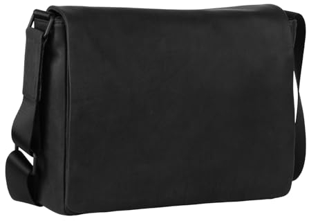 Leonhard Heyden Umhängetasche Laptoptasche mit Laptopfach Den Haag Messenger Bag Black schwarz
