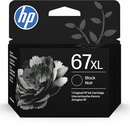 HP 67XL Black High-Yield Ink Cartridge | Works with DeskJet 1255, 2700, 4100, Envy 6000, 6400 Series | Eligible for Instant Ink | 3YM57AN | Packaging May Vary
