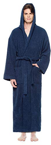 Morgonrock Herr med Huva 100% Bomullsfrotté 380 g/m² – Mjuk, Absorberande & Andningsbar | Vadlång eller Extra Lång | OEKO-TEX® Certifierad | Badrock för Spa, Bastu & Hem | Flera Färger och Storlekar