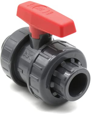 DOJA Barcelona | Válvula PVC 63 | Grifo de doble unión para pegar | Ø 63 mm * PN 10 | Válvula Sphere Plástico PVC | para lavabo de plástico, conexión de manguera de riego, bomba de piscina, pegamento