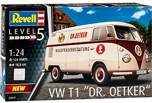 Volkwagen T1 Dr. Oettker Bus Kasten Transporter 1950-1967 07677 Bausatz Kit 1/24 Revell Modell Auto mit individiuellem Wunschkennzeichen