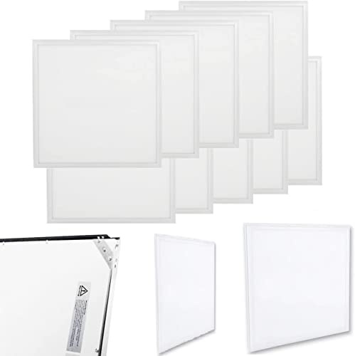 openspaceshop KIT 10 PANNELLI LAMPADA PANNELLO A LED 48W QUADRATO 60X60 CM PLAFONIERA AD INCASSO LUCE BIANCA FREDDA 6000-7500° K
