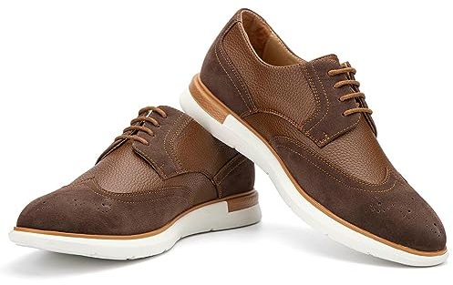 JITAI Herren Oxford Schuhe Business Schuhe Herren Elegante Schuhe Leder Schnürhalbschuhe, Braun-04, 43 EU (10 UK)