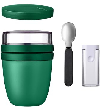 Mepal - Lunchpot Switch Set inkl. Faltbarer Löffel Ellipse - mach aus deinem Lunchpot einen Snackpot - Praktischer Müslibecher - Geeignet für Tiefkühler, Mikrowelle & Spülmachine - Vivid Green