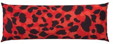 Langer Kissenbezug mit rotem Leopardenmuster, 50,8 x 137,2 cm, weiche Nackenrolle, mit Reißverschluss, für Weihnachten, Jubiläen und mehr
