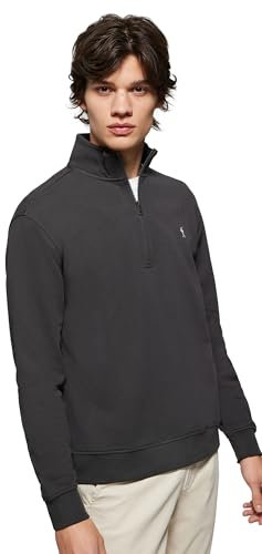 Sweatshirt asphaltgrau mit kurzem Reißverschluss und Rigby Go Logo