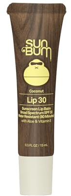 Sun Bum SPF 30 Sunscreen Coconut Lip Balm Sunscreen - Broad Spectrum Moisturizing with Aloe & Vitamin E - Hawaii 104 Act Compliant (Made Without Octinoxate & Oxybenzone) - 0.5 oz