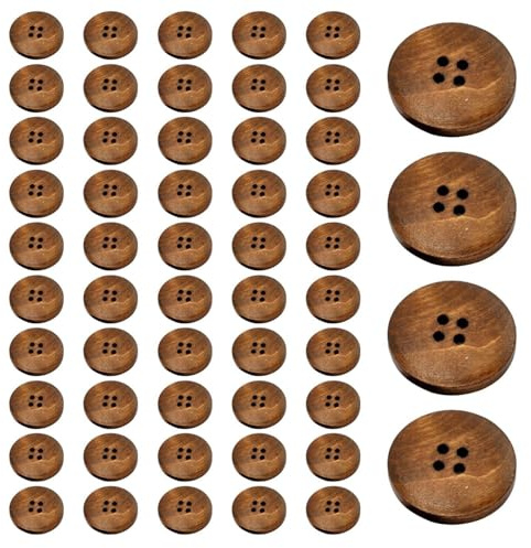 NIDHFG 50 Pieces Of Wooden Buttons, Clothing Accessories, Sewing Materials, Retro Simple Buttons, Suitable For Shirts, Sweaters, And Coats.