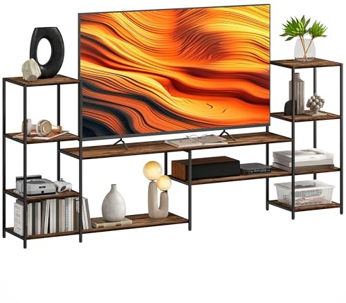 HOMCOM TV Unit for TVs up to 60 Inches, Industrial TV Stand with Storage Shelves, Entertainment Centre for Living Room, Bedroom
