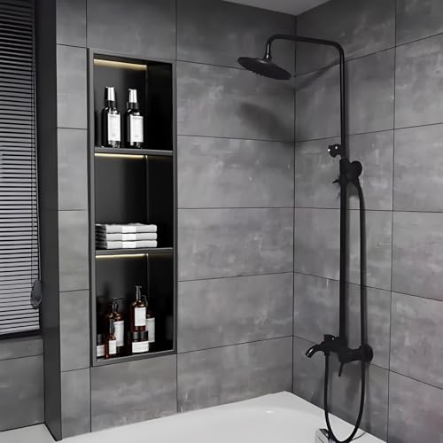 Cabezal de ducha de acero inoxidable con luz LED, diseño empotrado, fácil instalación de montaje, no requiere azulejos, actualización moderna de baño, experiencia de ducha de lluvia