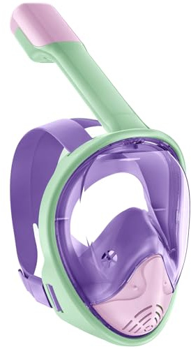 Lealinga Full Face Snorkel Mask with Detachable Camera Mount, of Kids Snorkel Mask, Diving Mask with Anti-fog & Anti-leak Technology for Kids
