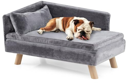COSTWAY Elevated Dog Sofa Bed (Grey)