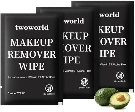 Makeup Remover Wipes Bulk Individually Wrapped,Travel Makeup Wipes Gentle for Face Cleansing Mascara Lipstick Travel Hotel（black,pack of 50)