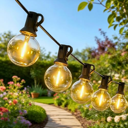 Avoalre 9+5M Guirnalda Luces Exterior 15+2 LED Bombillas 8 Modo G40 Guirnalda Luminosas Temporizado IP44 Impermeable para Fiestas, Bodas, Patios, Jardines, Pérgolas, Blanco Cálido
