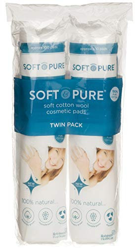 Robinson Soft Pure Luxury Cotton Wool Cosmetic Pads, White, 200 Count