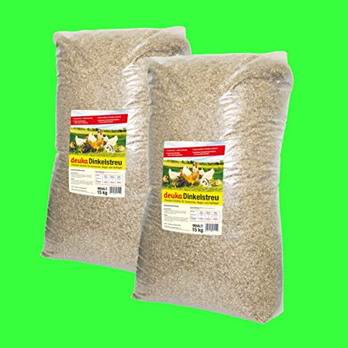 TOP Futtermittel Einstreu aus Dinkel, Einstreu für Kaninchen, Meerschweinchen und Hühner, 2 x 15 kg
