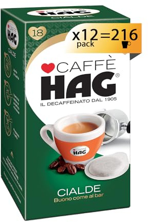 Caffè Hag - Cialde ESE Decaffeinato - Miscela Espresso per Macchina Portafiltro Monodose - 216 cialde