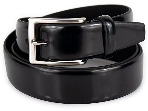 Cintura uomo elegante nera in vera pelle cinta extra lunga taglie forti di grandi misure xxl da cerimonia ragazzo x abito per pantaloni semi lucida 3,5 cm classica matrimonio 145 Vera Pelle Nero