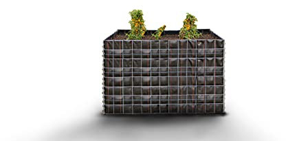 GABIONA - Bancal alto (largo x alto x ancho): 130 x 80 x 80 cm - Cesta de alambre cuadrada y galvanizada con fieltro como macetero para el jardín - Fácil montaje