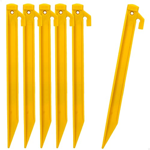 AKTIVE 52998 - Pack de 6 Piquetas de plástico, tienda de campaña, 23 cm de alto, de plástico, Piquetas camping, piquetas tienda, Accesorios Camping, Tienda de campaña
