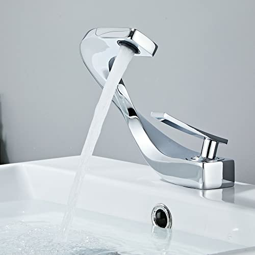 Chrome Bathroom Mixer Tap, Modern Design, Basin Mixer Tap, Single Lever Bathroom Sink Mixer Taps Faucet SHUNLI